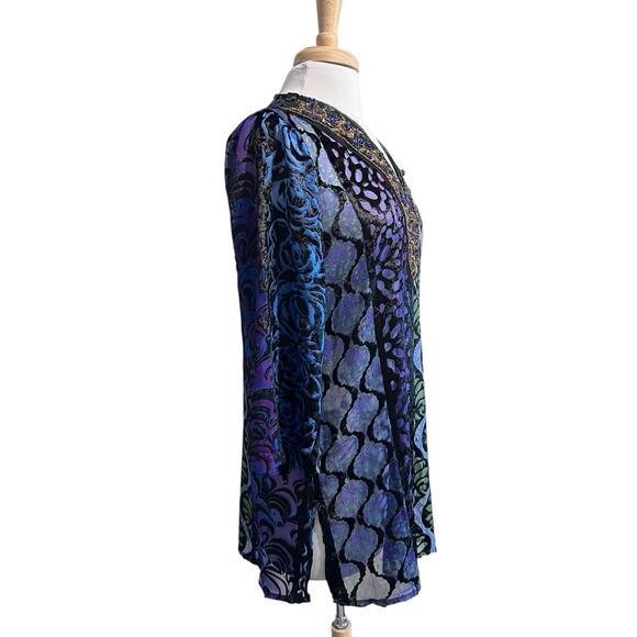 Soft Surroundings Women's S Purple Black Burnout Whimsigoth Celestial Tunic Top - Picture 3 of 6